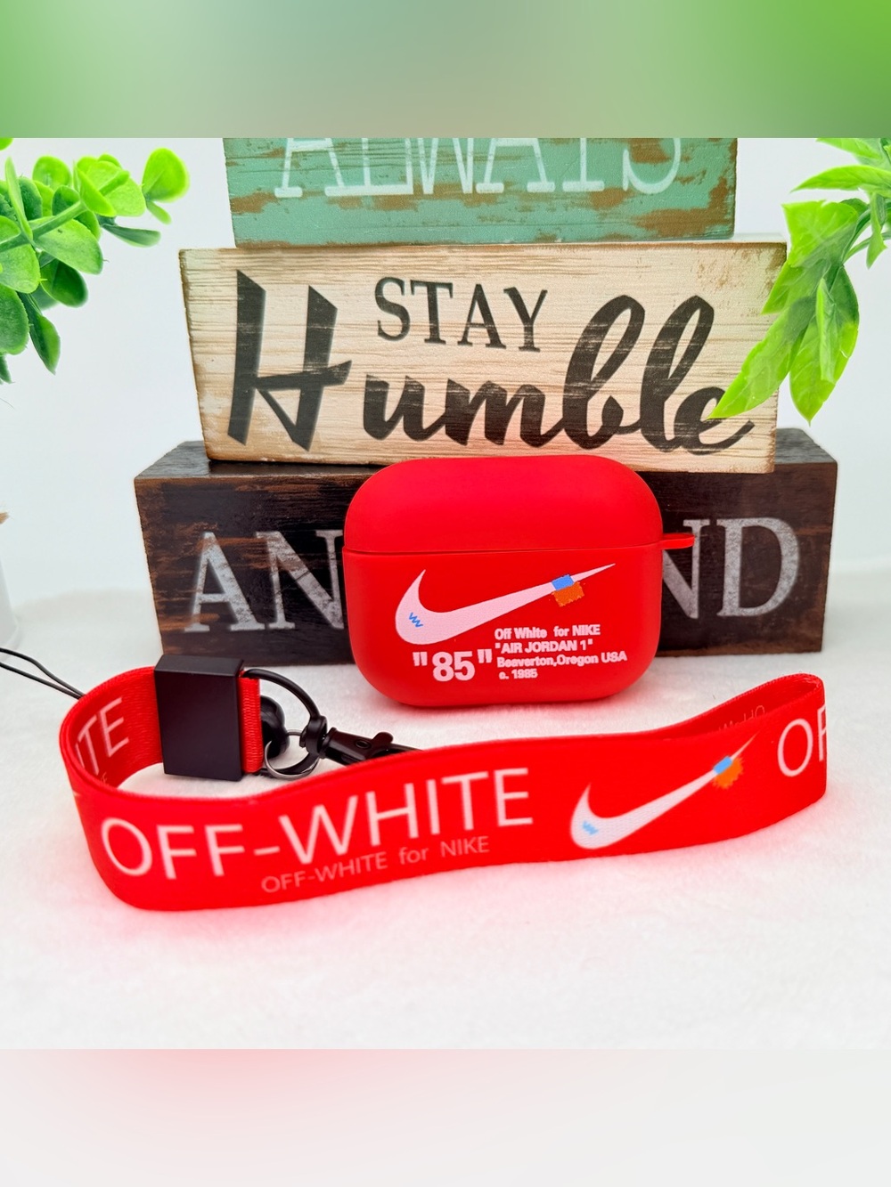 Nike OFF WHITE Design Protective Case for AirPods Pro 3 (2025) Matte Red